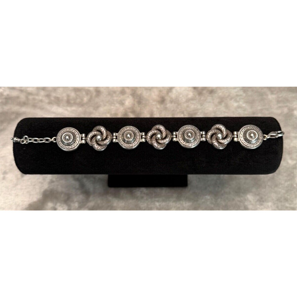 Brighton Vintage Medallion Scroll Link Bracelet Baroque Adjustable 7.5-8" - Picture 1 of 5